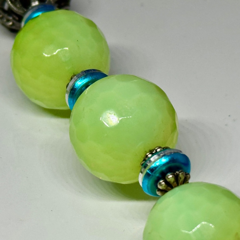 Vintage jadeite Heavy Beaded Designer Masha Archer Necklace Signed - Picture 5 of 8